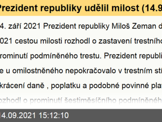 Prezident republiky udělil milost  