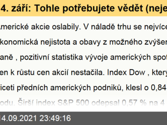 14. září: Tohle potřebujete vědět   o úterním obchodování v USA