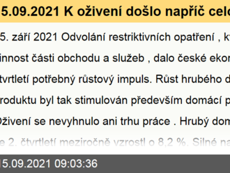 15.09.2021 K oživení došlo napříč celou ekonomikou