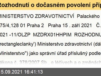 Rozhodnutí o dočasném povolení přípravků Bamlanivimab  , koncentrát pro infuzní roztok, 700 mg a Etesevimab, koncentrát pro infuzní roztok, 700 mg