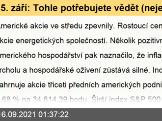 15. září: Tohle potřebujete vědět   o středečním obchodování v USA