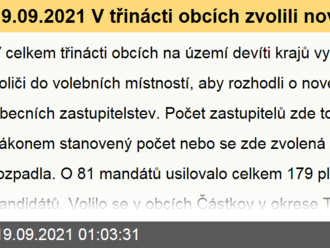 19.09.2021 V třinácti obcích zvolili nová zastupitelstva