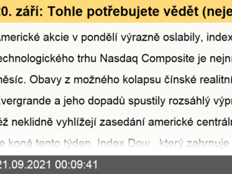 20. září: Tohle potřebujete vědět   o pondělním obchodování v USA