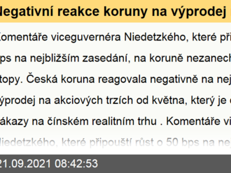 Negativní reakce koruny na výprodej na trzích