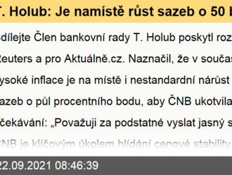 T. Holub: Je namístě růst sazeb o 50 b. b.