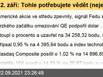 22. září: Tohle potřebujete vědět   o středečním obchodování v USA