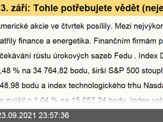 23. září: Tohle potřebujete vědět   o čtvrtečním obchodování v USA