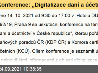 Konference: „Digitalizace daní a účetnictví v České republice“