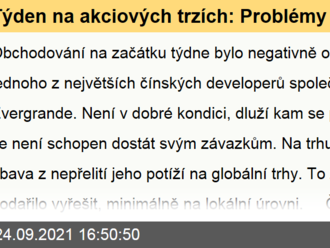 Týden na akciových trzích: Problémy Evergrande, zasedání Fedu, akciové trhy mírně v plusu  