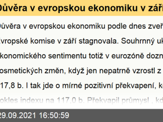 Důvěra v evropskou ekonomiku v září stagnovala  