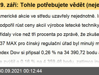 29. září: Tohle potřebujete vědět   o středečním obchodování v USA