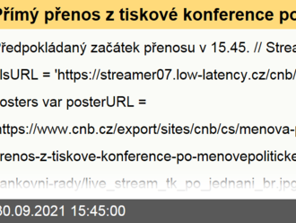 Přímý přenos z tiskové konference po měnověpolitickém jednání bankovní rady