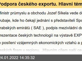 Podpora českého exportu. Hlavní téma pracovní cesty ministra Síkely do SAE