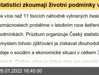 Statistici zkoumají životní podmínky v domácnostech