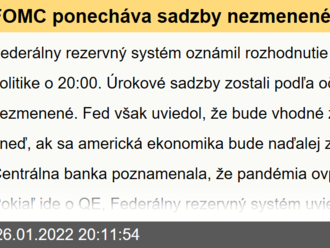 FOMC ponecháva sadzby nezmenené a zaväzuje sa ukončiť QE v marci