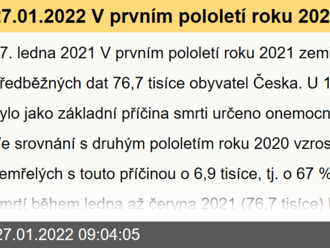 27.01.2022 V prvním pololetí roku 2021 nejvíce zabíjel covid-19