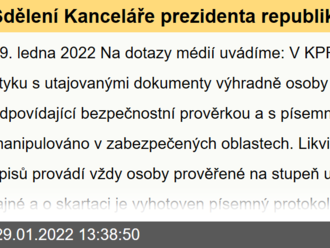 Sdělení Kanceláře prezidenta republiky - nakládání s utajovanými dokumenty