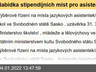 Nabídka stipendijních míst pro asistentky/asistenty českého jazyka na školách ve Svobodném státě Sasko/SRN