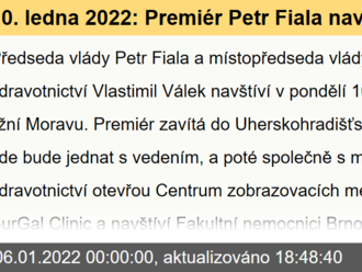 10. ledna 2022: Premiér Petr Fiala navštíví jižní Moravu