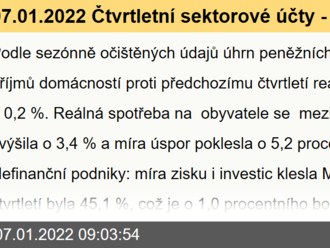 07.01.2022 Čtvrtletní sektorové účty - 3. čtvrtletí 2021