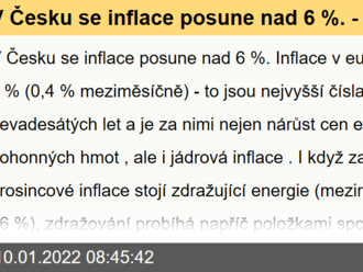 V Česku se inflace posune nad 6 %. - Ranní glosa: Inflace v eurozóně v prosinci dosáhla na 5 %