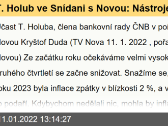 T. Holub ve Snídani s Novou: Nástroje centrální banky fungují tak, jak mají