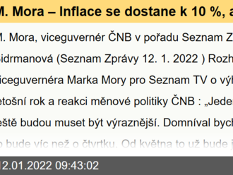 M. Mora – Inflace se dostane k 10 %, ale už na jaře bude lépe