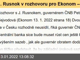 J. Rusnok v rozhovoru pro Ekonom – S inflací si poradíme