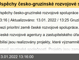 Úspěchy česko-gruzínské rozvojové spolupráce