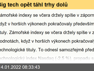 Big tech opět táhl trhy dolů