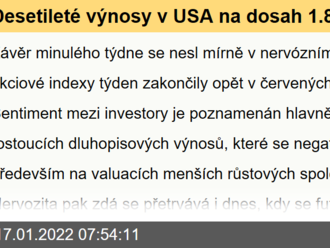 Desetileté výnosy v USA na dosah 1.8 %, Čínská CB snížila úrokové sazby