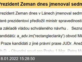 Prezident Zeman dnes jmenoval sedm nových soudců