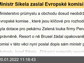 Ministr Síkela zaslal Evropské komisi dopis ve věci dotace pro pekárnu Zelená louka