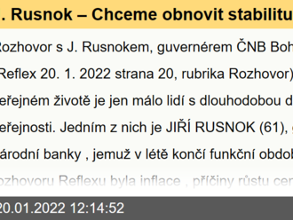 J. Rusnok – Chceme obnovit stabilitu cen co nejdříve