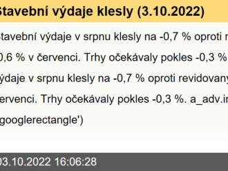 Stavební výdaje klesly  