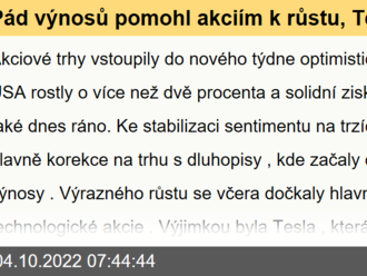 Pád výnosů pomohl akciím k růstu, Tesla kvůli slabším dodávkám -8 % - Ranní komentář