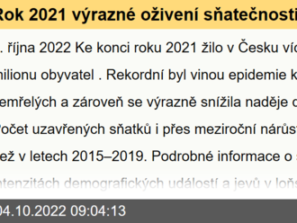 Rok 2021 výrazné oživení sňatečnosti nepřinesl