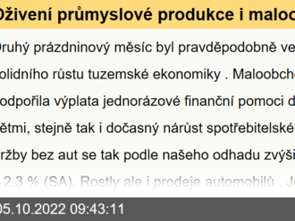 Oživení průmyslové produkce i maloobchodních tržeb  