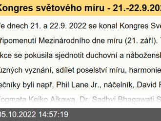 Kongres světového míru - 21.-22.9.2022