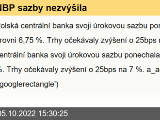 NBP sazby nezvýšila