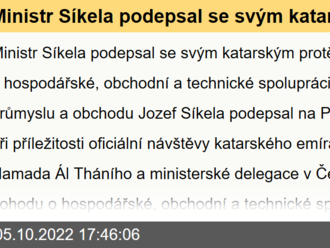 Ministr Síkela podepsal se svým katarským protějškem dohodu o hospodářské, obchodní a technické spolupráci