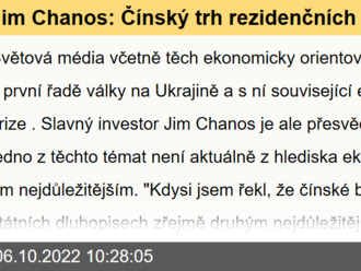 Jim Chanos: Čínský trh rezidenčních nemovitostí píše největší investičně-ekonomický příběh současnosti