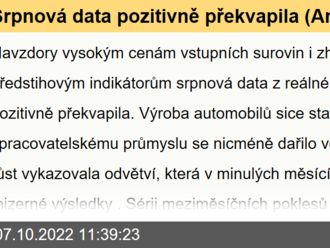 Srpnová data pozitivně překvapila  