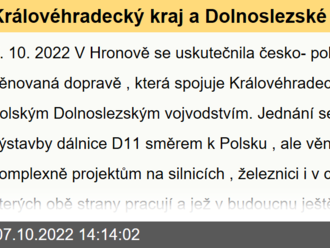 Královéhradecký kraj a Dolnoslezské vojvodství usilují o těsnější přeshraniční spojení po silnicích, železnici i na kolech