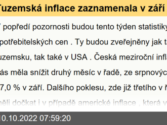 Tuzemská inflace zaznamenala v září další mírné snížení  