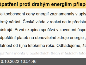 Opatření proti drahým energiím přispějí ke snížení inflace  