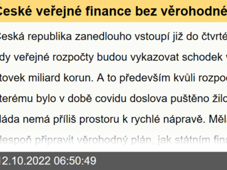 České veřejné finance bez věrohodného plánu povedou k rozvratu