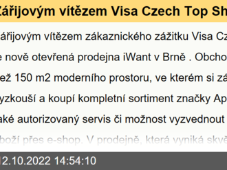 Zářijovým vítězem Visa Czech Top Shop je brněnská prodejna iWant