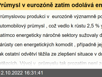 Průmysl v eurozóně zatím odolává energetické krizi  