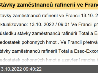 Stávky zaměstnanců rafinerií ve Francii